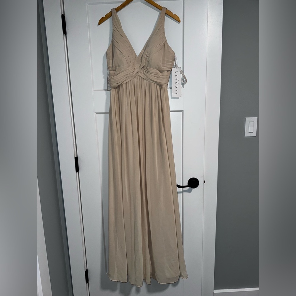 Champagne Ruched Plunge Gown